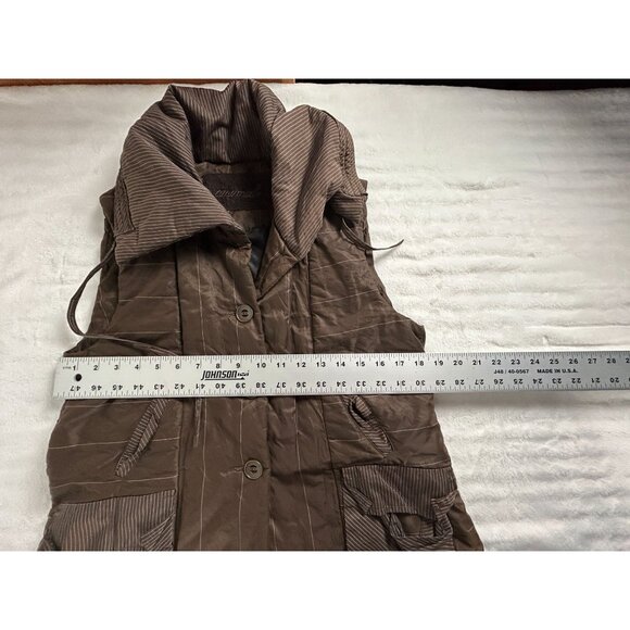 Animale Womens Quilted Brown Vest Jacket Oversized Collar Pockets Size 8 Outdoor - Picture 9 of 11